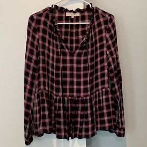 Loft plaid peplum blouse